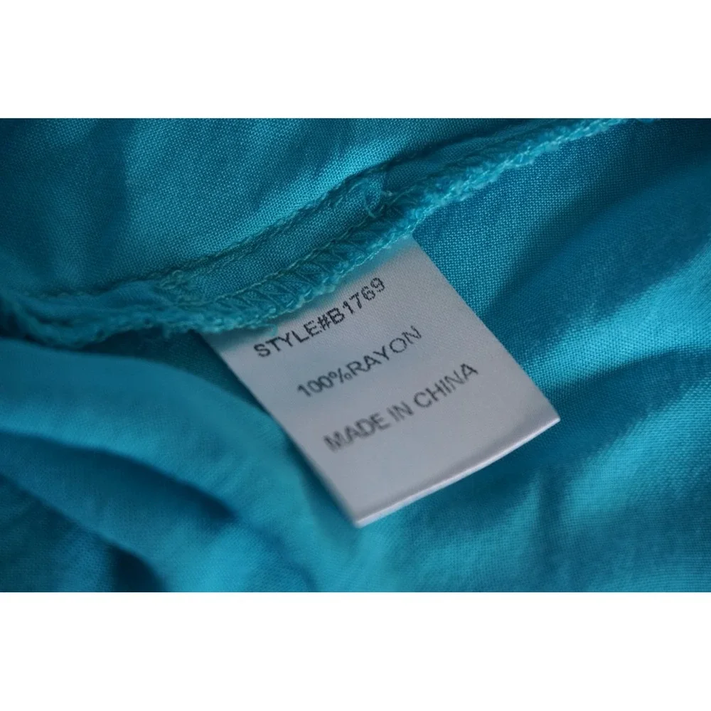 Jodifl Turquoise Floral Embroidered Off Shoulder Mini Dress B1769 Teal Blue L